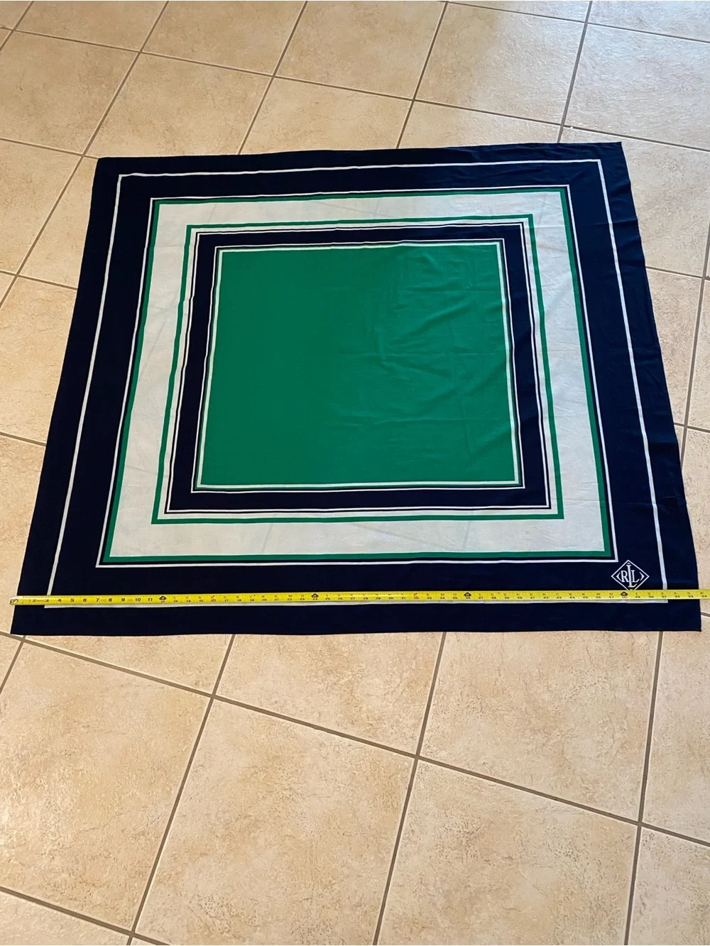 Lauren Ralph Lauren Green Navy and White Swim Sarong